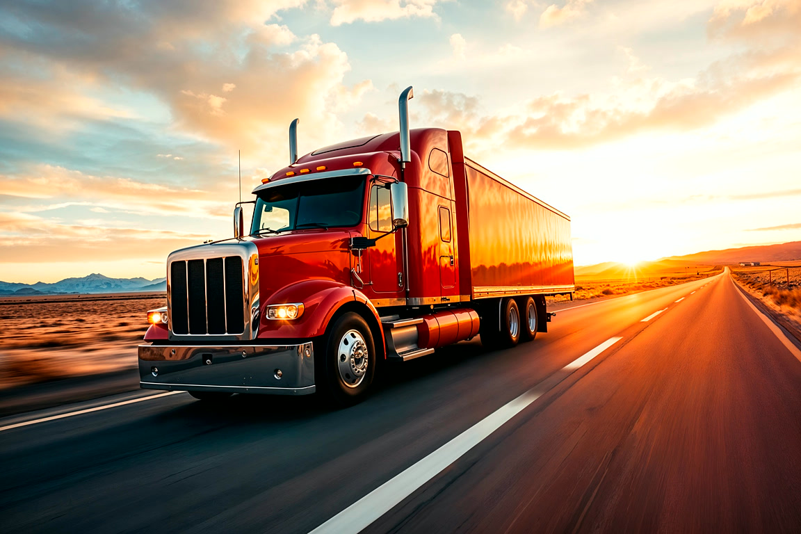 Kenworth freight truck in transit